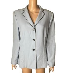 Le Suit Blazer Womens Size 14 3 Button Single Breasted Baby Blue New